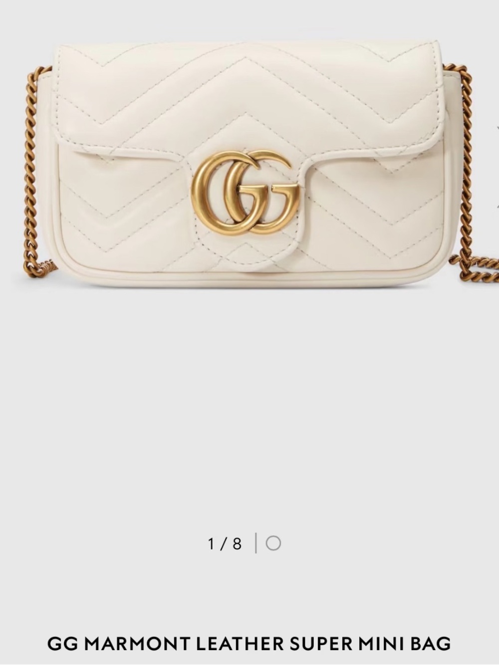 Gucci White GG Marmont super mini Matelassé Leather Shoulder Bag